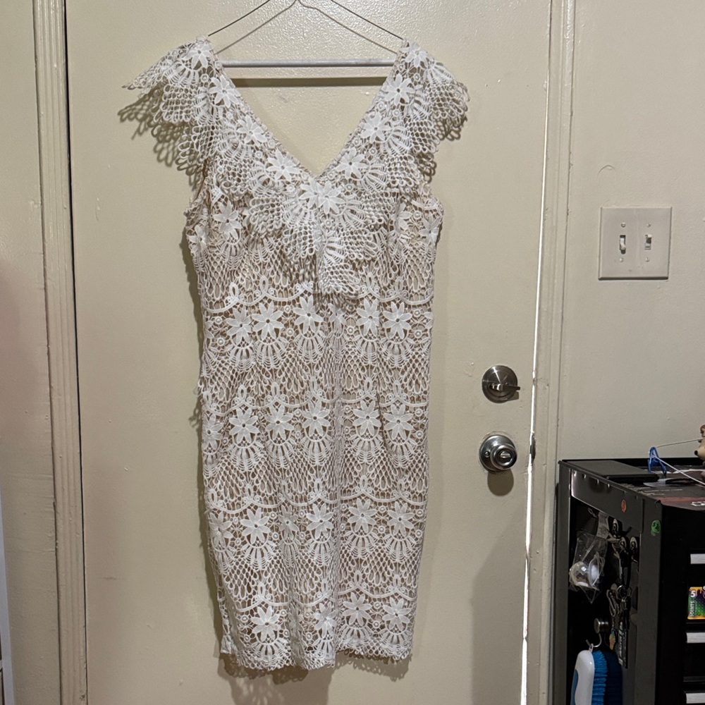 Soieblu White Lace Midi Dress